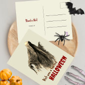 カスタムおもしろい不気味ハロウィン幽霊のよく出る ポストカード