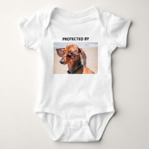 カスタムおもしろい保護Dachshund Pet Photo ベビーボディスーツ