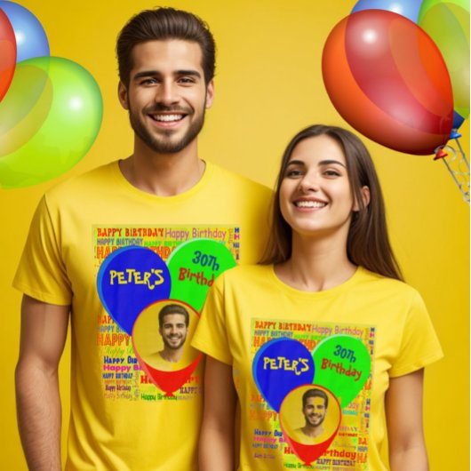 カスタムおもしろい写真と名前ハッピーバースデーパーティー Tシャツ