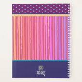 カスタムおもしろい名パーソナライズされたパープルフローラストライプ プランナー手帳 (裏面)