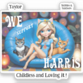 カスタムおもしろい子なし猫レディースKAMALA 2024 シール (正面)