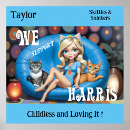 カスタムおもしろい子なし猫レディースKAMALA 2024 ポスター