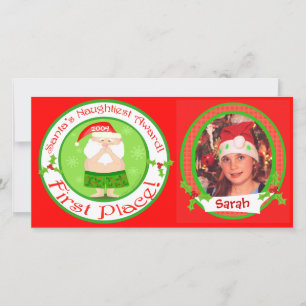 カスタムおもしろい子のクリスマスフォトカード シーズンカード