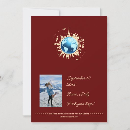 カスタムおもしろい宛先Passport日付の保存 招待状 (裏面)