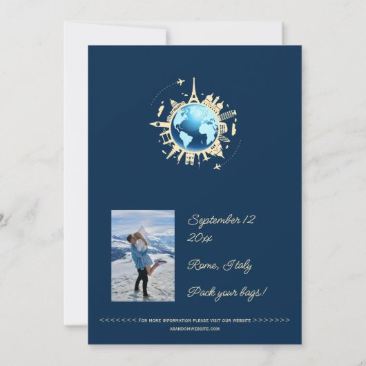 カスタムおもしろい宛先Passport日付の保存 招待状 (裏面)