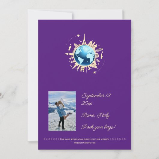 カスタムおもしろい宛先Passport日付の保存 招待状 (裏面)