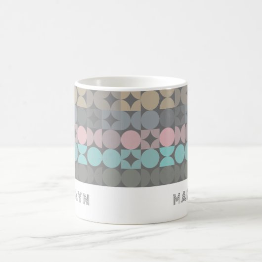カスタムおもしろい抽象芸術円の正方形パーツパターン コーヒーマグカップ (中央)