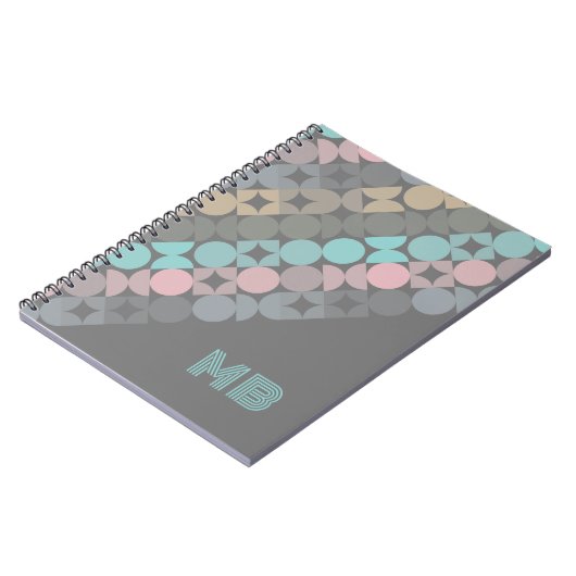 カスタムおもしろい抽象芸術円の正方形パーツパターン ノートブック (左側)