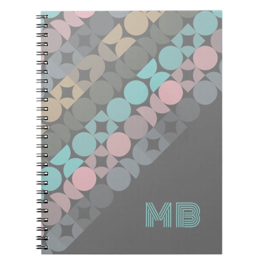 カスタムおもしろい抽象芸術円の正方形パーツパターン ノートブック (正面)