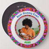 カスタムおもしろい母の日モマ最高のイバーピンク写真 缶バッジ (正面&裏面)