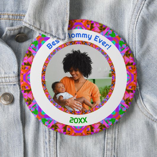 カスタムおもしろい母の日モマ最高のイバーピンク写真 缶バッジ (インサイチュ)