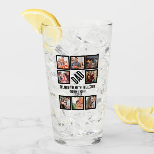 カスタムおもしろい父の日パパギフト8 Photo Collage タンブラーグラス (アイス正面)