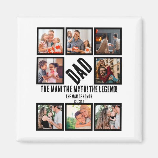 カスタムおもしろい父の日パパギフト8 Photo Collage マグネット (正面)