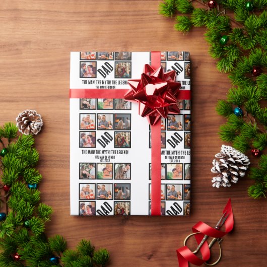 カスタムおもしろい父の日パパギフト8 Photo Collage ラッピングペーパー (クリスマスギフト)