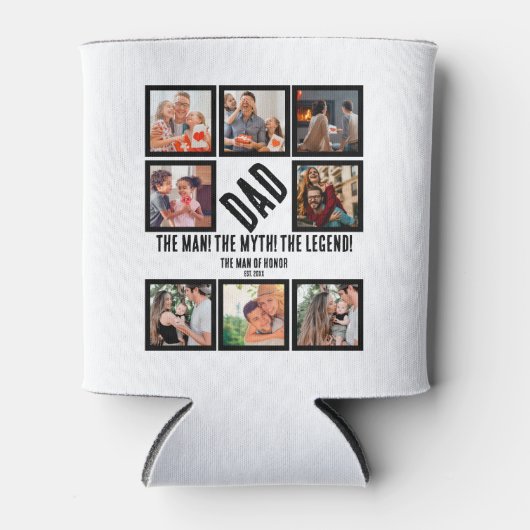 カスタムおもしろい父の日パパギフト8 Photo Collage 缶クーラー (正面)