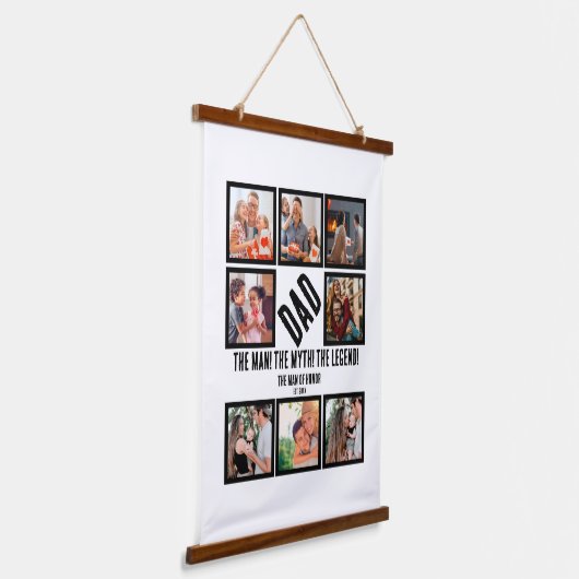 カスタムおもしろい父の日8写真コラージュ 吊り下げ型タペストリー (傾斜あり)