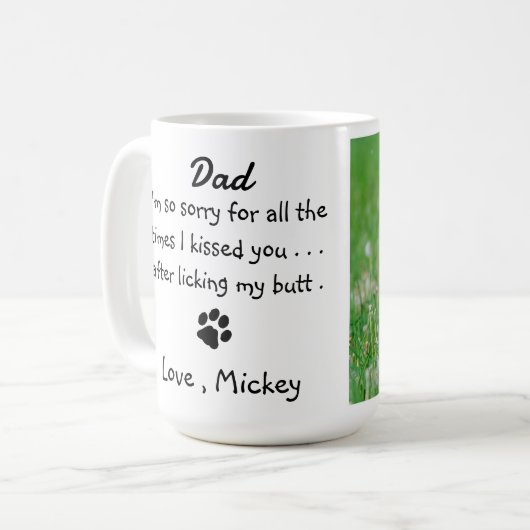 カスタムおもしろい犬パパ写真 コーヒーマグカップ (正面左)