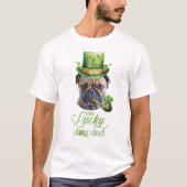 カスタムおもしろい犬写真St. Patrick's Day Tシャツ (正面)