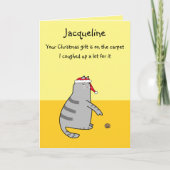 カスタムおもしろい猫マンガがギフト・クリスマスに咳き込む カード (正面)