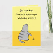 カスタムおもしろい猫漫画せき上げギフト誕生日 カード (正面)