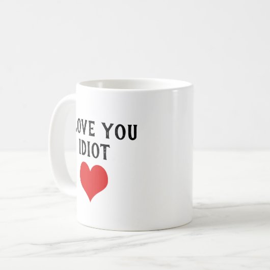 カスタムおもしろい私は愚か者を愛し、赤いハート コーヒーマグカップ (正面左)
