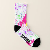 カスタムおもしろい絵を描クール（ばちゃばちゃ）跳ねるパーティー ソックス (右外側)