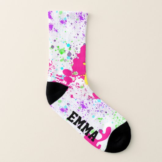 カスタムおもしろい絵を描クール（ばちゃばちゃ）跳ねるパーティー ソックス (右外側)