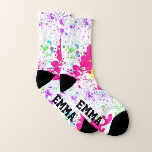 カスタムおもしろい絵を描クール（ばちゃばちゃ）跳ねるパーティー ソックス (ペア)