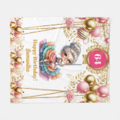 カスタムおもしろい誕生日プレゼント フリースブランケット (正面(横))