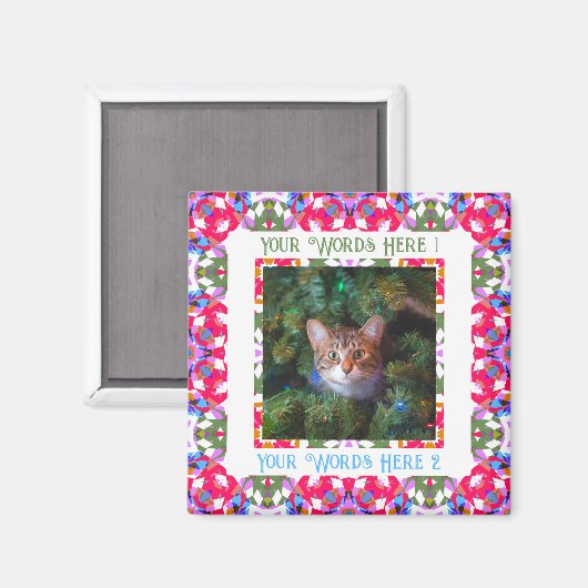 カスタムおもしろい赤すてきフェスティバル初めてのクリスマス写真 マグネット (正面/裏面)