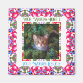 カスタムおもしろい赤すてきフェスティバル初めてのクリスマス写真 マグネット (正面)