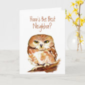 カスタムおもしろい隣人？誕生日、賢いフクロウのユーモア カード (黄色い花)