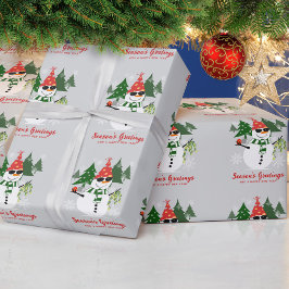 カスタムおもしろい雪だるまモダンスノーフレークスクリスマス ラッピングペーパー