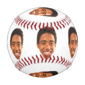 カスタムおもしろい顔切り抜きフォトキッズ 野球ボール (裏面)