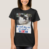 カスタムおもしろいCat Photo We want a Va.CAT.ion Womens Tシャツ (正面)