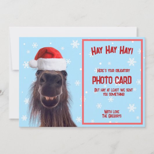 カスタムおもしろいHorse Pun義務写真 シーズンカード (正面)