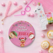 カスタムお名前メリー・クリスマス ペーパープレート (パーティー)