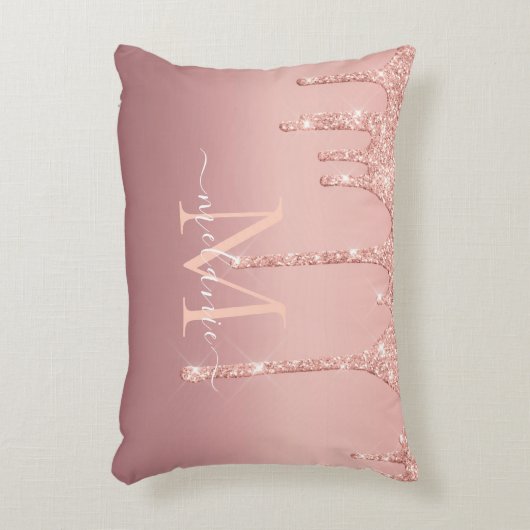 カスタムお名前レターバラ金ゴールドアクセント枕 アクセントクッション (正面(垂直))