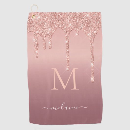 カスタムお名前レターバラ金ゴールドゴルフタオル ゴルフタオル (正面)