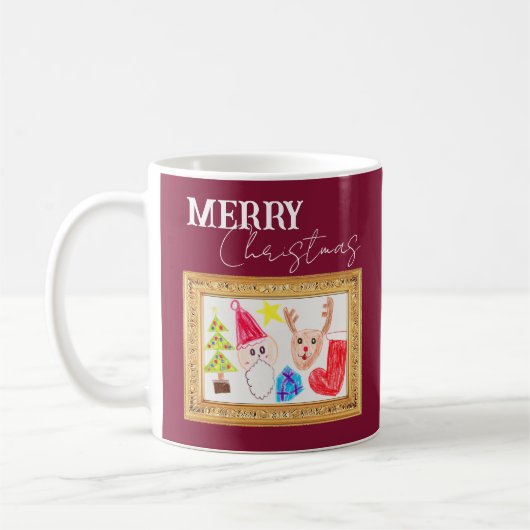 カスタムお子さんのアートワークを描いたホリデーマグカップ コーヒーマグカップ (左)