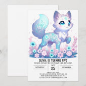 カスタムお洒落ウルフデジタル誕生日 招待状 (正面/裏面)