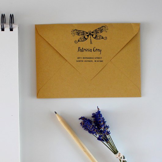 カスタムお洒落トンフライ差出人住所 ラバースタンプ