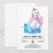 カスタムお洒落プリンセス誕生日 招待状 (正面/裏面)
