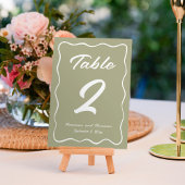 カスタムお洒落手書オリーブグリーンホワイト テーブルナンバー