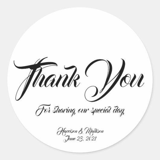 カスタムお礼結婚メッセージカード ラウンドシール (正面)