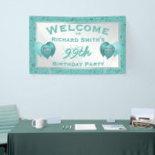 カスタムお祝い – 任意の年齢のイベント-ティール（緑がかった色）/白 横断幕 (トレードショー)