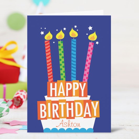 カスタムお誕生日ケーキグリーティングカード カード