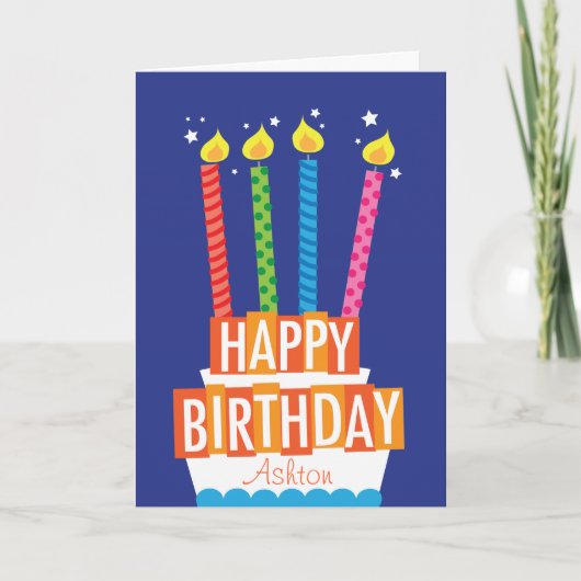 カスタムお誕生日ケーキグリーティングカード カード (正面)