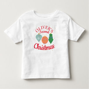 カスタムかわいいかわいいオーナメントセカンドクリスマス トドラーTシャツ