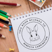 カスタムかわいいウサギこの本は子どもの名前だ セルフインキングスタンプ